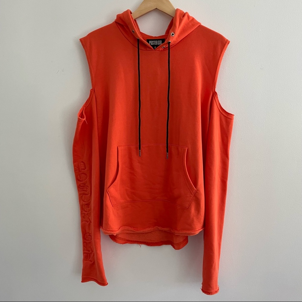 RARE Dolls Kill Poster Grl Oversize Cut Out Hoodie - Orange, Small - Picture 3 of 12